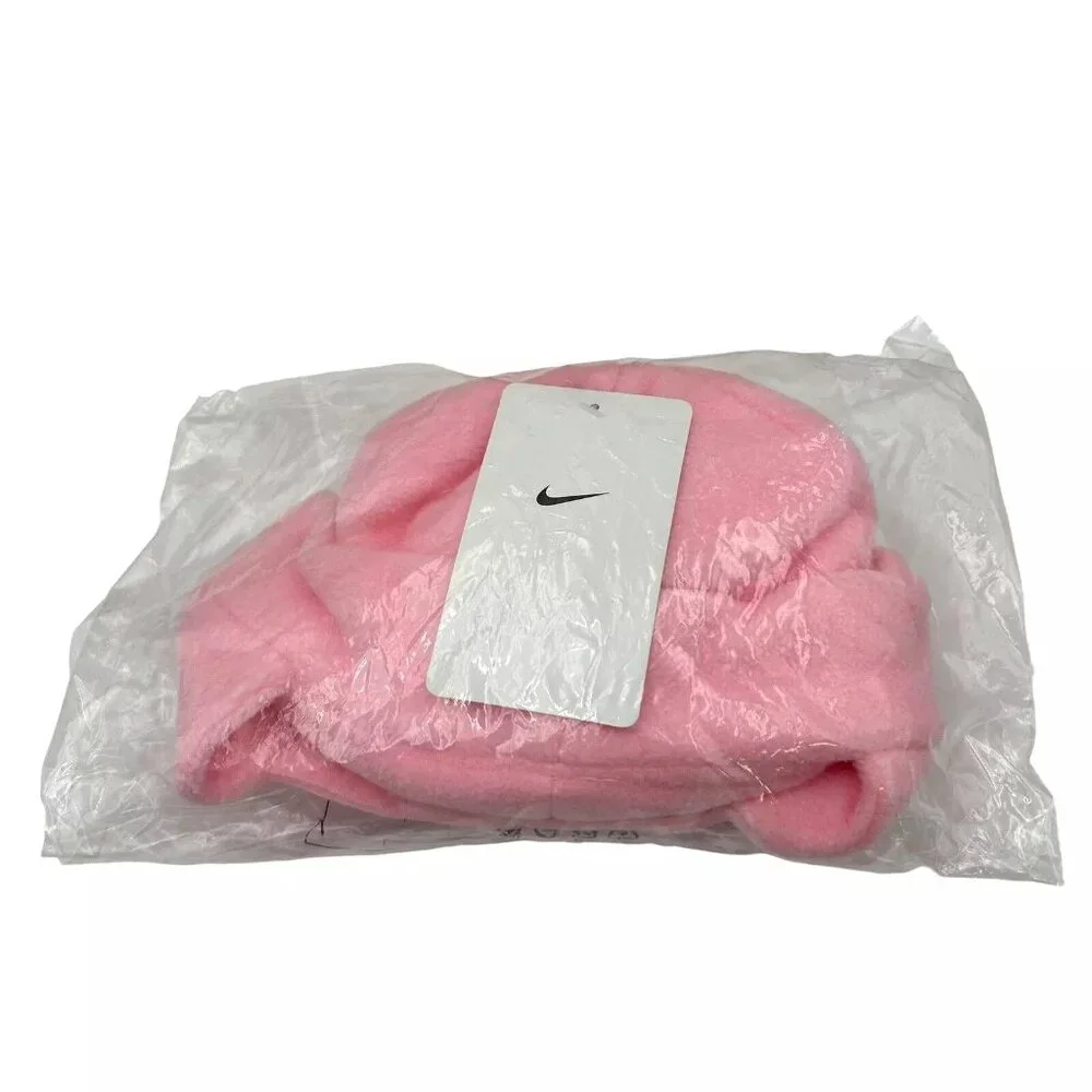 Nike Baby Girl's Fleece Chin Strap Trapper Hat & Mittens 2 Piece Set Size 12-24M